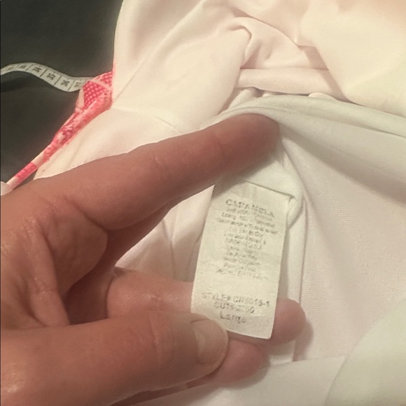 Caramel Pink and White Patterned Strappy Romper size large - Picture 5 of 7